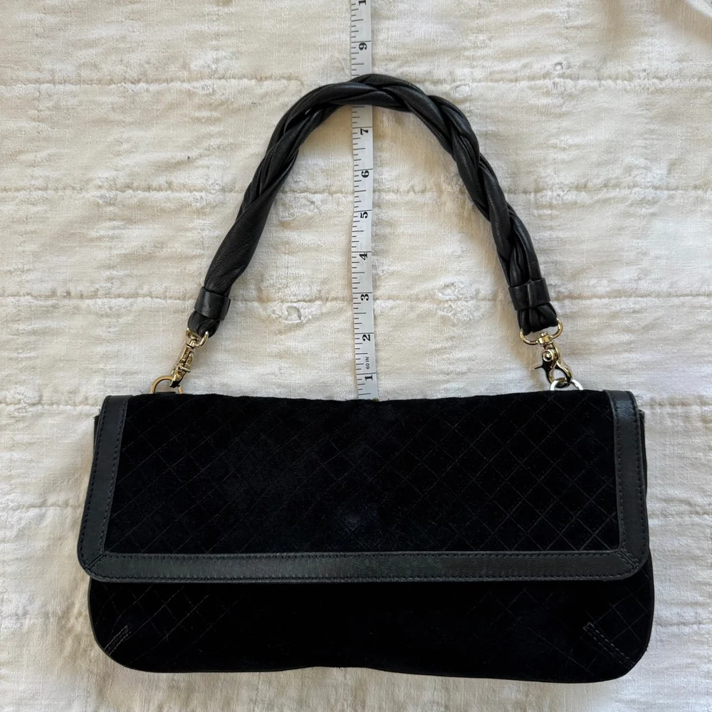 Coccinelle Suede Leather Shoulder Flap Bag / Convertible to a Clutch